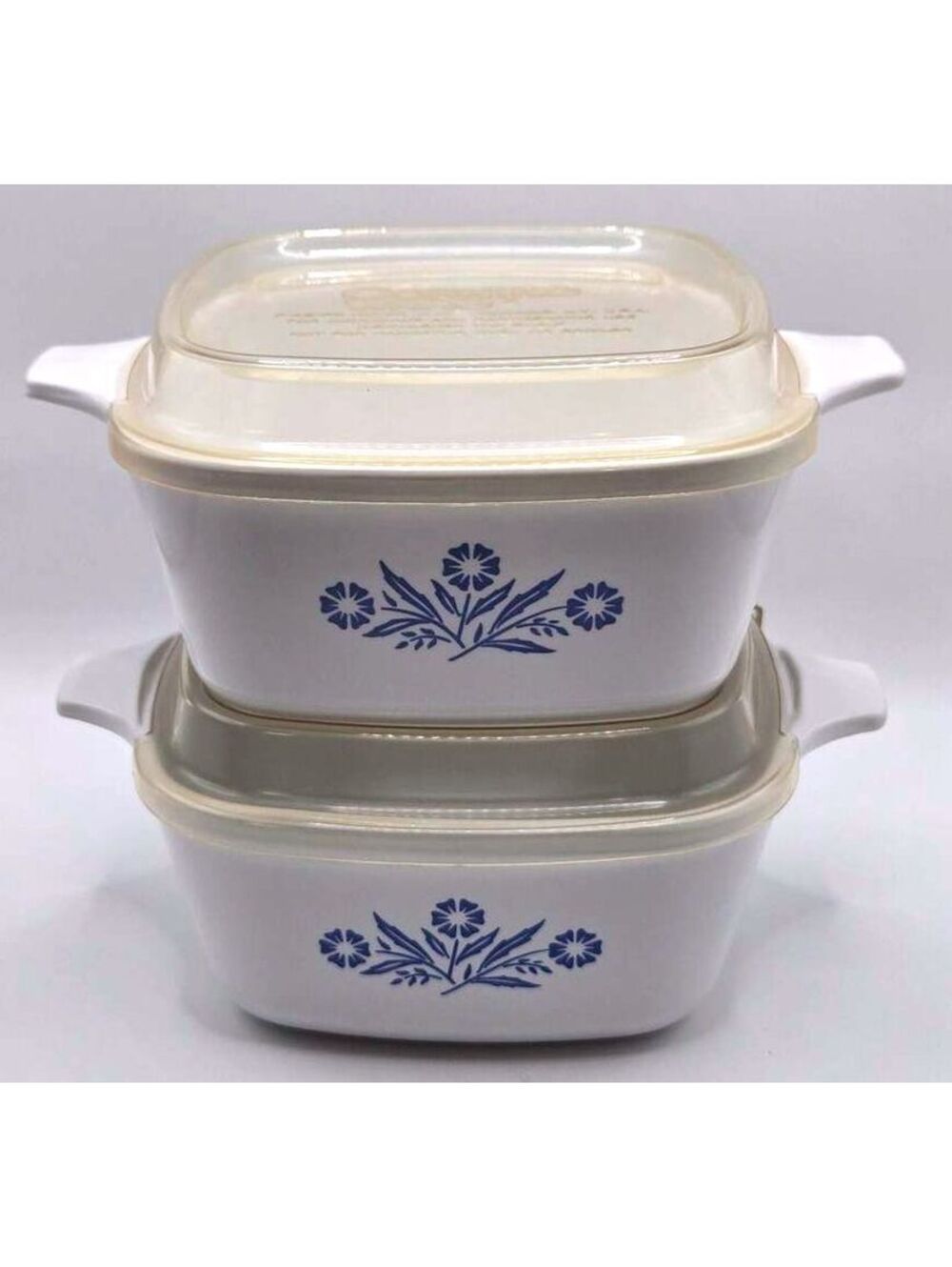 Set of 2 Vintage CorningWare Blue Cornflower P-43-B Casserole Dishes with Lids